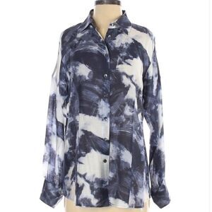 W by Worth Cold Shoulder Blue Tie Dye Blouse S